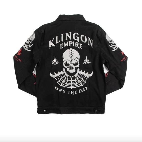 Star Trek Klingon Empire Bat'leth Own The Day Battle Cry Denim Jacket NWT Med